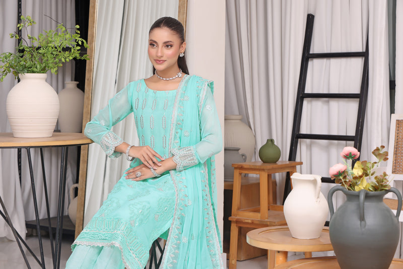 Juri Resham Chiffon –sky blue