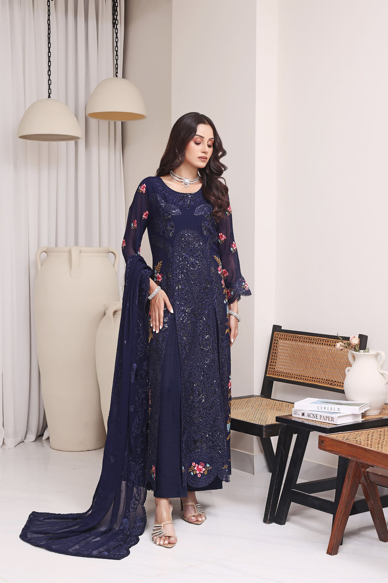 Juri Resham Chiffon – blue