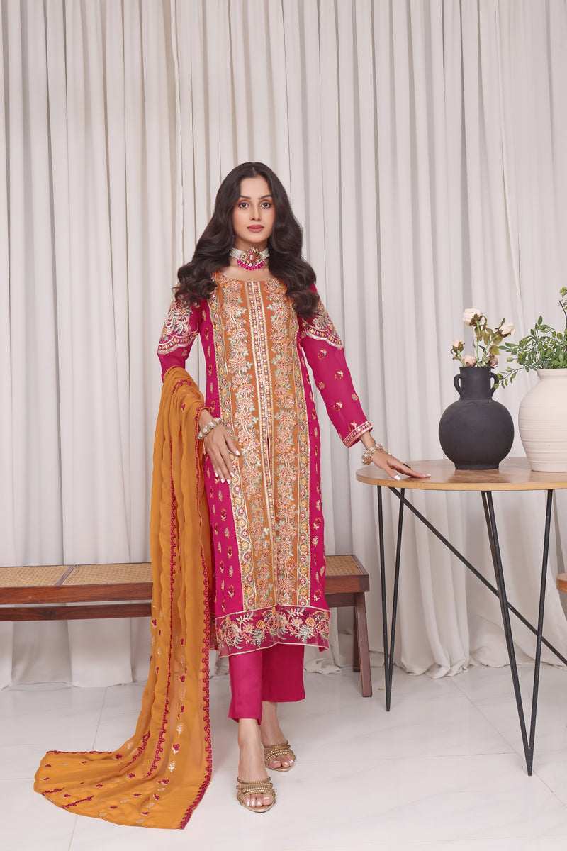 Juri Resham Chiffon- vibrant