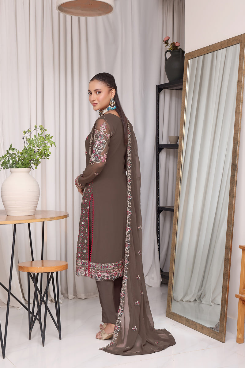 Juri Resham Chiffon- brown